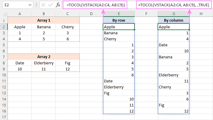 Combine multiple ranges into one column.