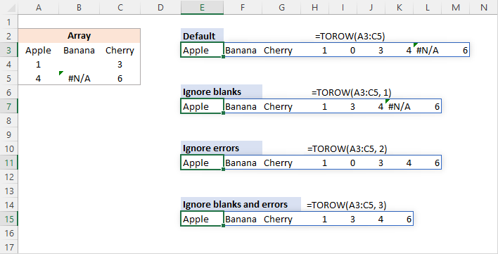 TOROW formula ignore blanks and errors.