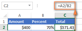 Calculating the total by amount and percentage