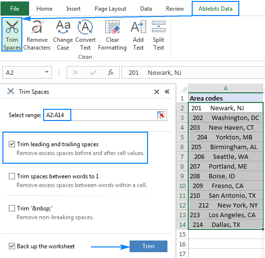 One-click solution to trim spaces in Excel