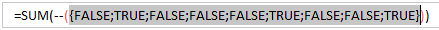 Select a portion of an array formula and press F9 to see what that part equates to.