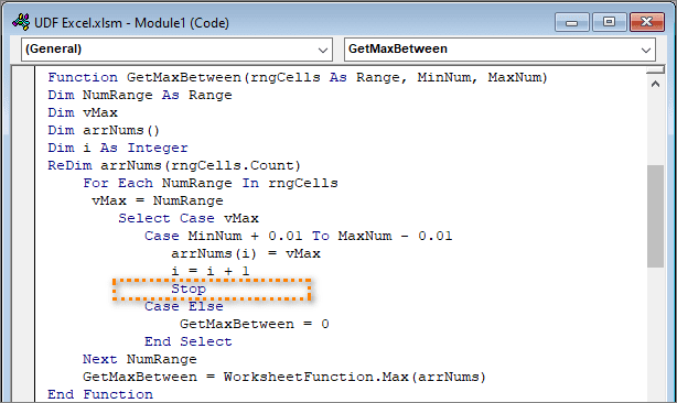 Stop statement for a breakpoint