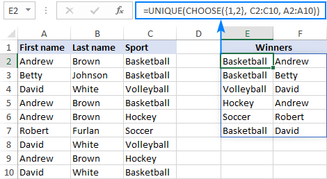 Find unique values in non-adjacent columns.