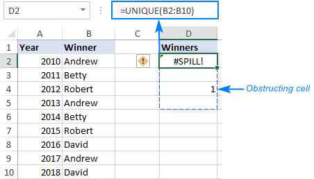 The VALUE formula returns #SPILL error if there are one or more non-empty cells in the spill range.