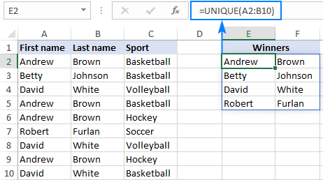 Finding unique values in multiple columns