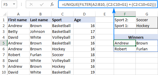 Getting unique values with multiple OR criteria