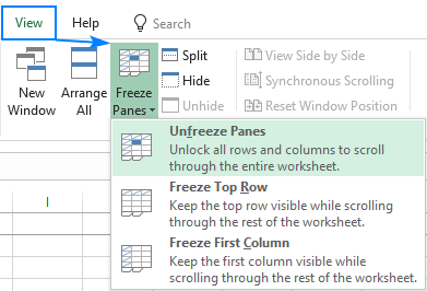 Unlock frozen rows and columns in Excel.