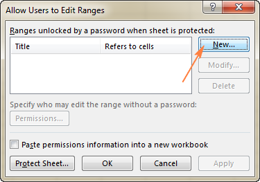 Click the New… button to create a new range unlocked with password.