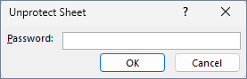 Enter the password to unprotect your sheet in Excel.