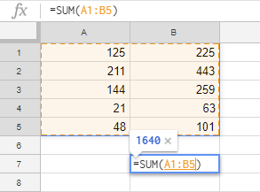 Data ranges in Google Sheets.