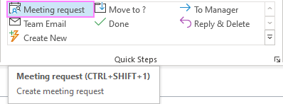 Using a quick step meeting request template