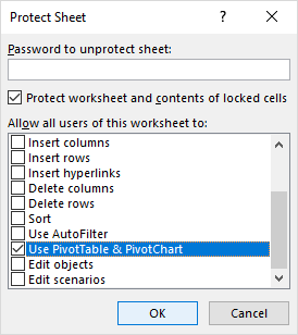 Protect the worksheet, but allow to use the pivot table and pivot chart.