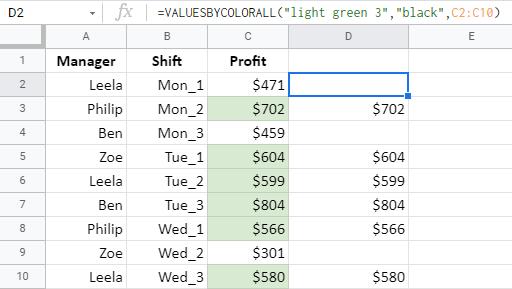 How VALUESBYCOLORALL works.