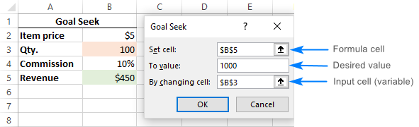 Using Goal Seek in Excel to get the desired formula result