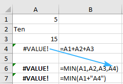 #VALUE! error in MIN