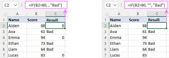 The behavior of the value_if_true argument.