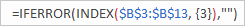 The position of the matching value to be returned in a given cell