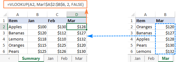 VLOOKUP between two sheets