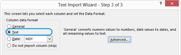 Pre-format cells as text