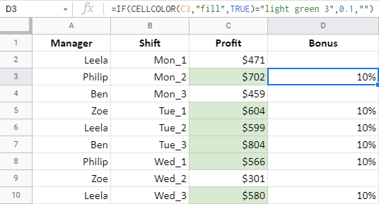 Use CELLCOLOR in tandem with the IF function.