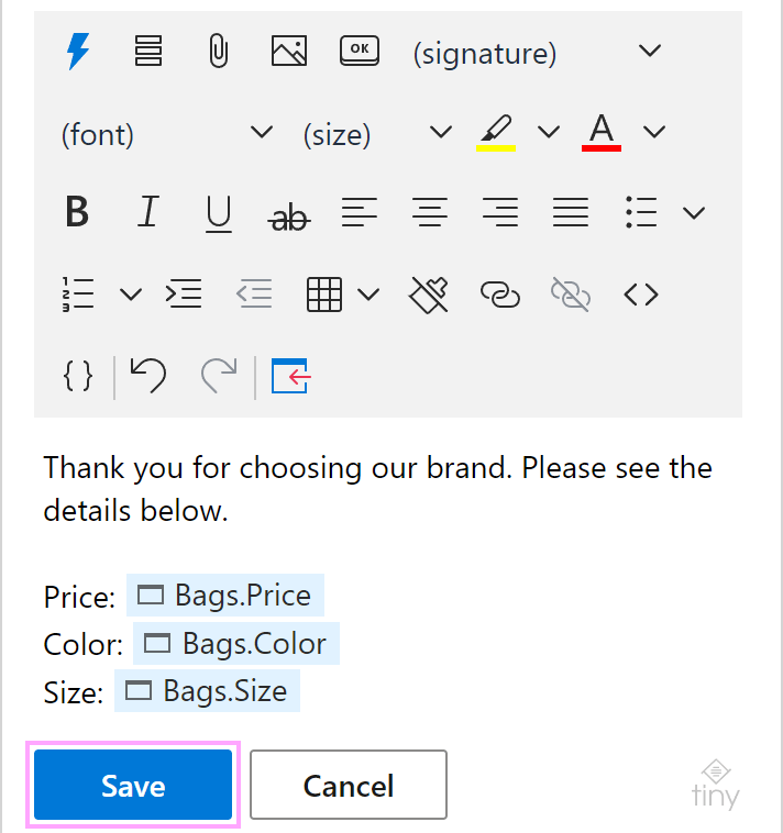 Several interactive fillable fields in a template