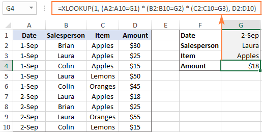 XLOOKUP with multiple criteria